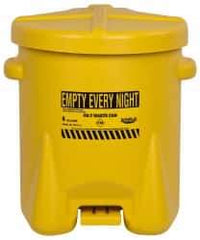 Eagle - 6 Gallon Capacity, Polyethylene Oily Waste Can - 13-1/2 Inch Long x 16-1/2 Inch Wide/Diameter x 16 Inch High, Yellow, Foot Operated, Approved FM - Makers Industrial Supply