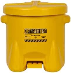 Eagle - 10 Gallon Capacity, Polyethylene Oily Waste Can - 18 Inch Long x 22 Inch Wide/Diameter x 18 Inch High, Yellow, Foot Operated, Approved FM - Makers Industrial Supply