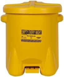 Eagle - 14 Gallon Capacity, Polyethylene Oily Waste Can - 18 Inch Long x 22 Inch Wide/Diameter x 21 Inch High, Yellow, Foot Operated, Approved FM - Makers Industrial Supply