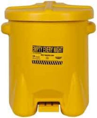 Eagle - 14 Gallon Capacity, Polyethylene Oily Waste Can - 18 Inch Long x 22 Inch Wide/Diameter x 21 Inch High, Yellow, Foot Operated, Approved FM - Makers Industrial Supply