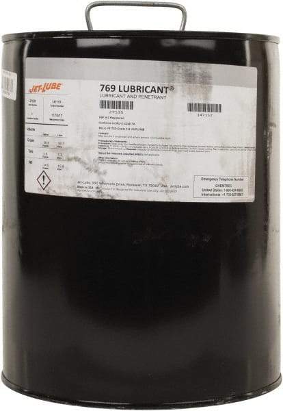 Jet-Lube - 5 Gal Pail Thin Oily Film Penetrant/Lubricant - Clear Amber, Food Grade - Makers Industrial Supply