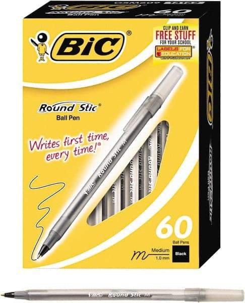 Bic - Ball Point Round Stick Grip Pen - Black - Makers Industrial Supply