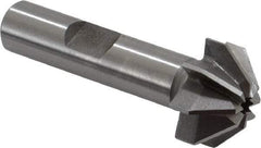 Made in USA - 3/4" Large x 5/16" Small Diam, 3/8" Width of Cut, 90° Included Angle, 8 Teeth, High Speed Steel Face Angle Cutter - 3/8" Shank Diam, 1-15/16" Overall Length, Weldon Flat - Makers Industrial Supply