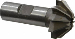 Made in USA - 1-1/4" Large x 1/2" Small Diam, 17/32" Width of Cut, 90° Included Angle, 10 Teeth, High Speed Steel Face Angle Cutter - 5/8" Shank Diam, 2-13/32" Overall Length, Weldon Flat - Makers Industrial Supply