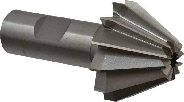 Made in USA - 1-5/8" Large x 5/8" Small Diam, 1-1/16" Width of Cut, 60° Included Angle, 12 Teeth, Cobalt Face Angle Cutter - 3/4" Shank Diam, 3-1/16" Overall Length, Weldon Flat - Makers Industrial Supply