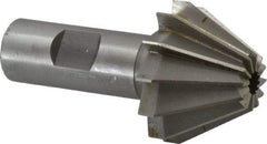 Made in USA - 1-5/8" Large x 5/8" Small Diam, 11/16" Width of Cut, 60° Included Angle, 12 Teeth, High Speed Steel Face Angle Cutter - 3/4" Shank Diam, 3-1/16" Overall Length, Weldon Flat - Makers Industrial Supply