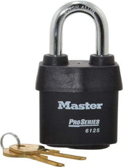 Master Lock - 1-3/8" Shackle Clearance, Keyed Alike Padlock - 7/8" Shackle Width, 3/8" Shackle Diam, Laminated Steel - Makers Industrial Supply