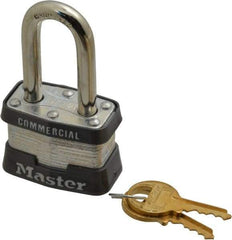 Master Lock - 1-1/2" Shackle Clearance, Keyed Alike Padlock - 3/32" Shackle Width, 9/32" Shackle Diam, Steel - Makers Industrial Supply