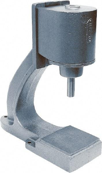 Mead - 1-1/4" Ram, 8-9/16" Throat Depth, 1-3/4 Ton Pneumatic Arbor Press - 9-15/16" Max Work Height x 8" Max Work Width, 6" Base Width x 19-1/2" Base Depth - Makers Industrial Supply