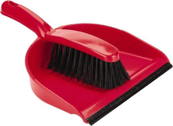 PRO-SOURCE - 9" Wide Handheld Dustpan with Brush - Plastic Body, 5" Plastic Handle - Makers Industrial Supply