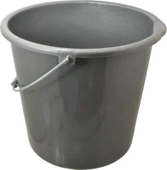 PRO-SOURCE - 10 Qt, Plastic Round Gray Single Pail with Pour Spout - Handle Included - Makers Industrial Supply