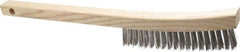 Made in USA - 3 Rows x 19 Columns Wire Scratch Brush - 6-1/4" Brush Length, 13-3/4" OAL, 1-1/8" Trim Length, Wood Toothbrush Handle - Makers Industrial Supply