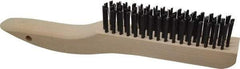 Made in USA - 4 Rows x 16 Columns Wire Scratch Brush - 10" OAL, 1-1/8" Trim Length, Wood Shoe Handle - Makers Industrial Supply