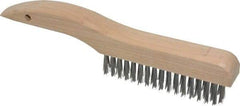 Made in USA - 4 Rows x 16 Columns Wire Scratch Brush - 10" OAL, 1-3/16" Trim Length, Wood Shoe Handle - Makers Industrial Supply