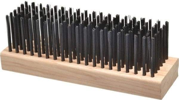 Made in USA - 6 Rows x 19 Columns Wire Scratch Brush - 7" OAL, 1-3/4" Trim Length, Wood Straight Handle - Makers Industrial Supply