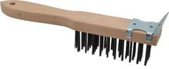 Made in USA - 4 Rows x 11 Columns Wire Scratch Brush - 5" Brush Length, 11" OAL, 1-3/4" Trim Length, Wood Toothbrush Handle - Makers Industrial Supply