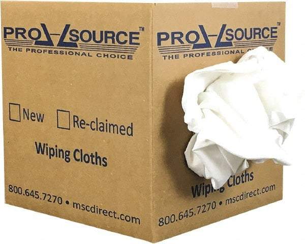 PRO-SOURCE - Virgin Cotton T-Shirt Rag - Low-Lint, White, 3 to 4 Pieces per Lb, Comes in Box - Makers Industrial Supply