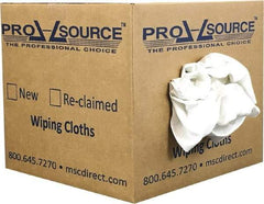 PRO-SOURCE - Virgin Cotton T-Shirt Rag - Lint-Free, White, 3 to 4 Pieces per Lb, Comes in Box - Makers Industrial Supply