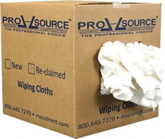 PRO-SOURCE - Reclaimed Cotton T-Shirt Rag - Low Lint, White, 3 to 4 Pieces per Lb, Comes in Box - Makers Industrial Supply