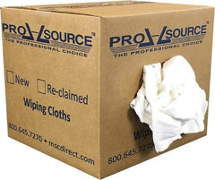 PRO-SOURCE - Reclaimed Cotton T-Shirt Rag - Low Lint, White, 3 to 4 Pieces per Lb, Comes in Box - Makers Industrial Supply