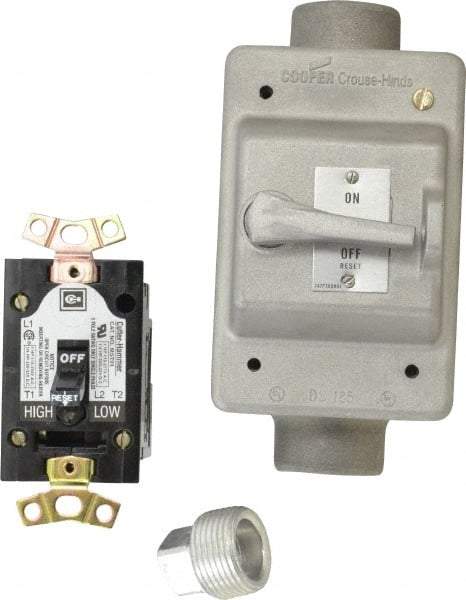 Eaton Cutler-Hammer - 1 Pole, 0.4 to 16 Amp, NEMA, Enclosed Toggle Manual Motor Starter - 60.5mm Wide x 50mm Deep x 105.7mm High, 1 hp at 120/240 V, 1 hp at 277 V, 1/4 hp at 120/240 V & 1/4 hp at 32 V, CSA Certified, NEMA 1, UL Listed - Makers Industrial Supply