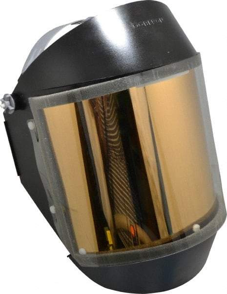 Oberon - Ratchet Adjustment, Welding Face Shield & Headgear Set - 14" Wide x 8" High x 0.015" Thick, Green Window - Makers Industrial Supply