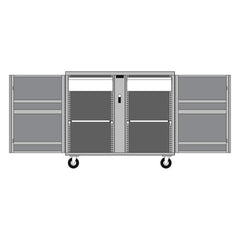 Job Site Tool Storage; Box Type: Job Site; Overall Weight Capacity: 2500 lb; Locking Mechanism: Keyed; Handle Type: Push Handle; Mobility: Mobile; Gauge: 18; Material: Steel; Wheel Diameter: 6 in; Finish: Powder Coated; Features: Fully adjustable interior