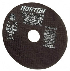 Norton - 20" 24 Grit Aluminum Oxide Cutoff Wheel - 5/32" Thick, 1" Arbor, 2,710 Max RPM, Use with Stationary Tools - Makers Industrial Supply