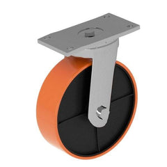 Fairbanks - 8" Diam x 2" Wide x 9-1/2" OAH Top Plate Mount Swivel Caster - Polyurethane, 1,200 Lb Capacity, Roller Bearing, 4 x 4-1/2" Plate - Makers Industrial Supply