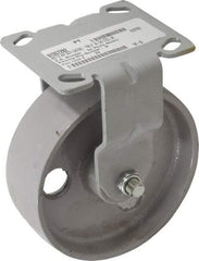 Fairbanks - 6" Diam x 2" Wide x 7-1/4" OAH Top Plate Mount Rigid Caster - Semi-Steel, 1,200 Lb Capacity, Roller Bearing, 4 x 4-1/2" Plate - Makers Industrial Supply