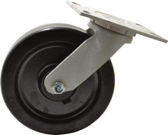 Fairbanks - 8" Diam x 2" Wide x 9-1/2" OAH Top Plate Mount Swivel Caster - Phenolic, 1,200 Lb Capacity, Roller Bearing, 4-1/2 x 6-1/4" Plate - Makers Industrial Supply