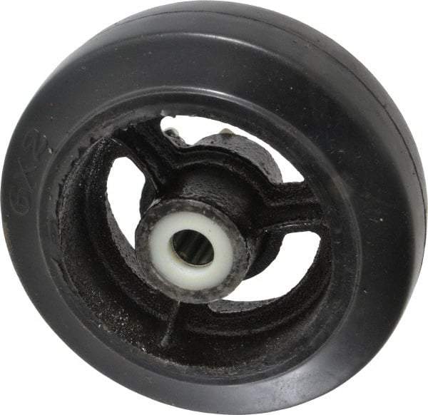 Fairbanks - 6 Inch Diameter x 2 Inch Wide, Rubber Caster Wheel - 820 Lb. Capacity, 2-3/16 Inch Hub Length, 5/8 Inch Axle Diameter, Roller Bearing - Makers Industrial Supply