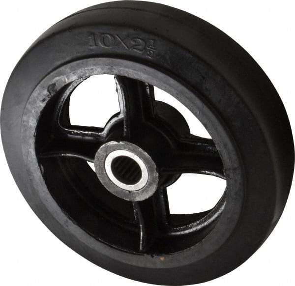 Fairbanks - 10 Inch Diameter x 2-1/2 Inch Wide, Rubber Caster Wheel - 1,500 Lb. Capacity, 2-3/4 Inch Hub Length, 1-1/8 Inch Axle Diameter, Roller Bearing - Makers Industrial Supply