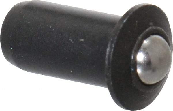 Vlier - 1/4" Body Length x 1/8" Body Diam, 0.75 Lb Init to 2.5 Lb Final End Force, Steel Press Fit Ball Plunger - 3/32" Ball Diam, 0.035" Max Ball Reach, 0.032" Flange Thickness - Makers Industrial Supply