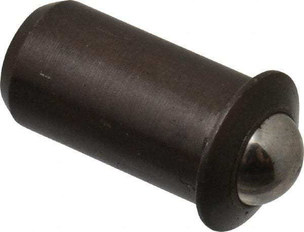 Vlier - 0.0471" Body Length x 1/4" Body Diam, 1.5 Lb Init to 3.5 Lb Final End Force, Steel Press Fit Ball Plunger - 3/16" Ball Diam, 0.07" Max Ball Reach, 0.045" Flange Thickness - Makers Industrial Supply