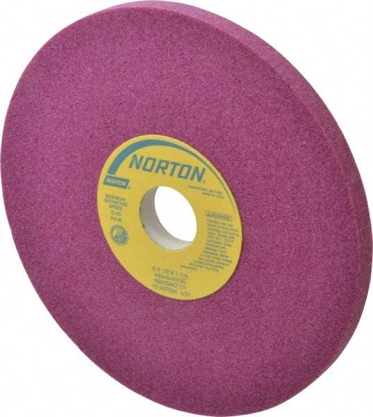 Norton - 8" Diam x 1-1/4" Hole x 1/2" Thick, I Hardness, 46 Grit Surface Grinding Wheel - Aluminum Oxide, Type 1, Coarse Grade, 3,105 Max RPM, Vitrified Bond, No Recess - Makers Industrial Supply