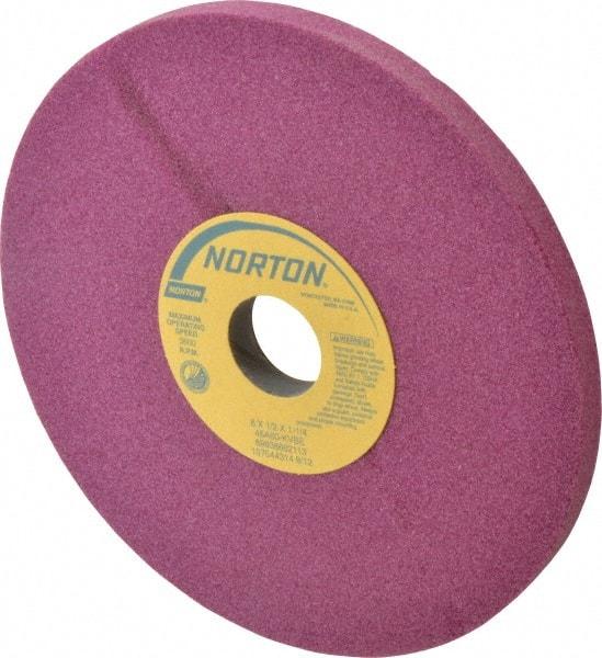 Norton - 8" Diam x 1-1/4" Hole x 1/2" Thick, K Hardness, 60 Grit Surface Grinding Wheel - Aluminum Oxide, Type 1, Medium Grade, 3,600 Max RPM, Vitrified Bond, No Recess - Makers Industrial Supply