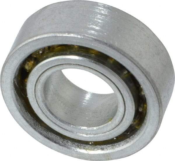 Value Collection - 1/2" Bore Diam, 1-1/8" OD, Open Unground Full Complement Radial Ball Bearing - 3/8" Wide, 1 Row, Round Bore, 533 Lb Dynamic Capacity - Makers Industrial Supply