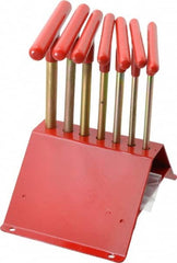 Made in USA - 7 Piece T-Handle Hex Key Set - Hex Range 7/64 to 1/4", 7" OAL, Chromalloy Steel - Makers Industrial Supply