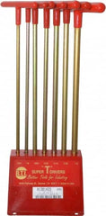 Made in USA - 7 Piece T-Handle Hex Key Set - Hex Range 7/64 to 1/4", 13" OAL, Chromalloy Steel - Makers Industrial Supply