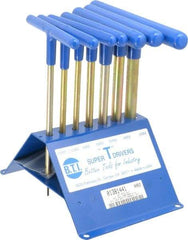 Made in USA - 7 Piece T-Handle Hex Key Set - Hex Range 2 to 8mm, 7" OAL, Chromalloy Steel - Makers Industrial Supply