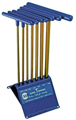 Made in USA - 7 Piece T-Handle Hex Key Set - Hex Range 2 to 8mm, 13" OAL, Chromalloy Steel - Makers Industrial Supply