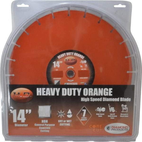 Core Cut - 14" Diam, 1" Arbor Hole Diam, Wet & Dry Cut Saw Blade - Diamond-Tipped, Standard Round Arbor - Makers Industrial Supply