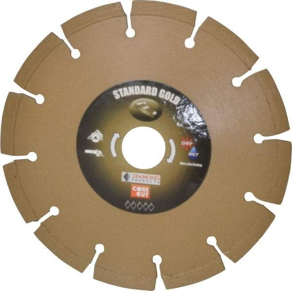 Core Cut - 6" Diam, 20mm Arbor Hole Diam, Wet & Dry Cut Saw Blade - Diamond-Tipped, Standard Round Arbor - Makers Industrial Supply