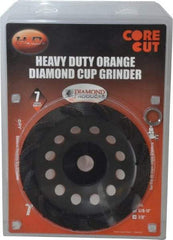 Core Cut - 7" Diam, 7/8" Hole Size, 3/16" Overall Thickness, Spiral Cup Tool & Cutter Grinding Wheel - Diamond, 8,725 RPM - Makers Industrial Supply