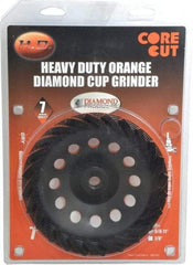 Core Cut - 7" Diam, 3/16" Overall Thickness, Spiral Cup Tool & Cutter Grinding Wheel - Diamond, 8,725 RPM - Makers Industrial Supply