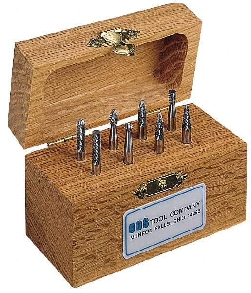 SGS Pro - 8 Piece, 3/16" Shank Burr Set - Tungsten Carbide - Makers Industrial Supply