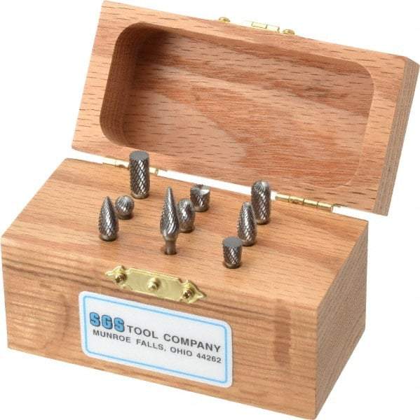 SGS Pro - 9 Piece, 1/8" Shank Burr Set - Tungsten Carbide - Makers Industrial Supply