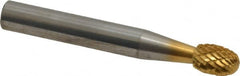 SGS Pro - 1/4" Cut Diam, 1/4" Shank Diam, Oval Head Double Cut Burr - Carbide, Radius End, 3/8" LOC, 2" OAL - Makers Industrial Supply