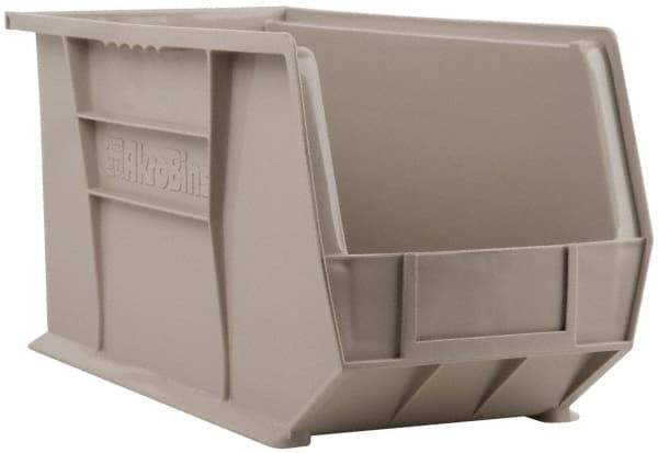 Akro-Mils - 60 Lb. Load Capacity, 18" Deep, Gray Polymer Hopper Stacking Bin - 9" High x 8-1/4" Wide x 18" Long - Makers Industrial Supply